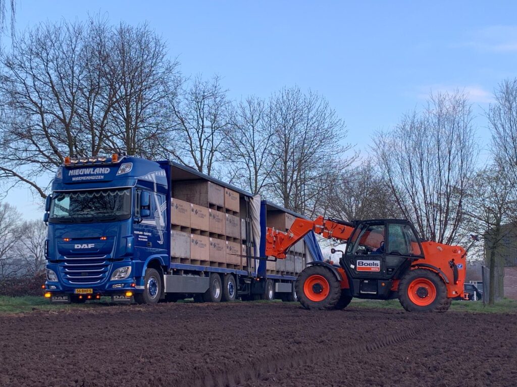 Kisten lossen voor het planten door Stoop Bloembollen
